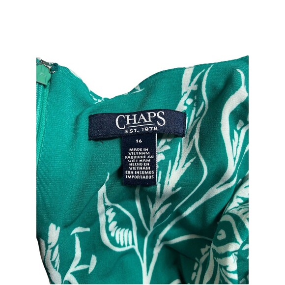 Chaps Women's Sleeveless V-Neck Maxi Ruched Dress Size 16 Teal Floral Stretch - Picture 3 of 8